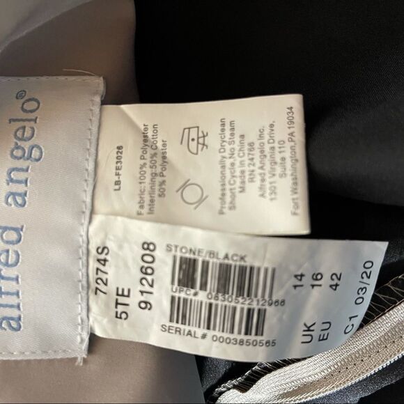 Alfred Angelo One Shoulder Tan and Black Dress - Picture 8 of 8